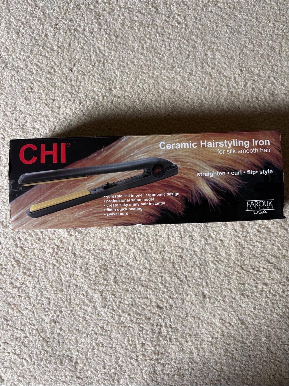 CHI Ceramic Hairstyling Iron - Black and Gold Straightener